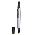 Plastic Highlighter w. Twist Ballpoint Pen